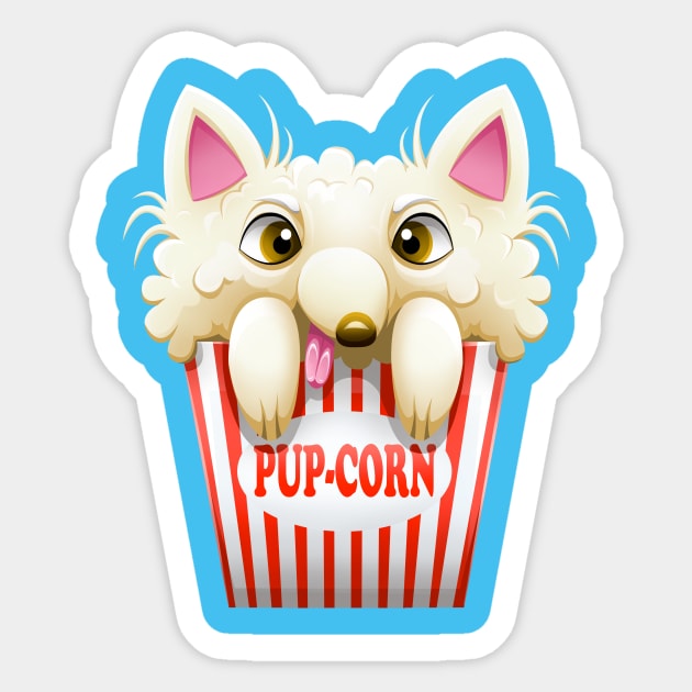 Pup-corn - Popcorn Dog Sticker by Art by Angele G